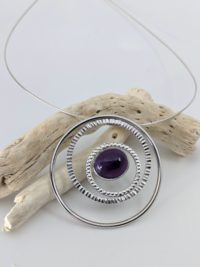 Amethyst Pendant on Sterling Silver Wire Chain