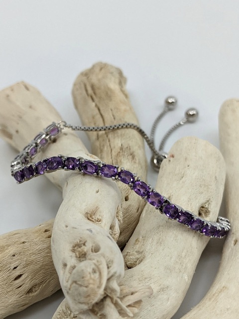 Adjustable Lariat Bracelet, Amethyst