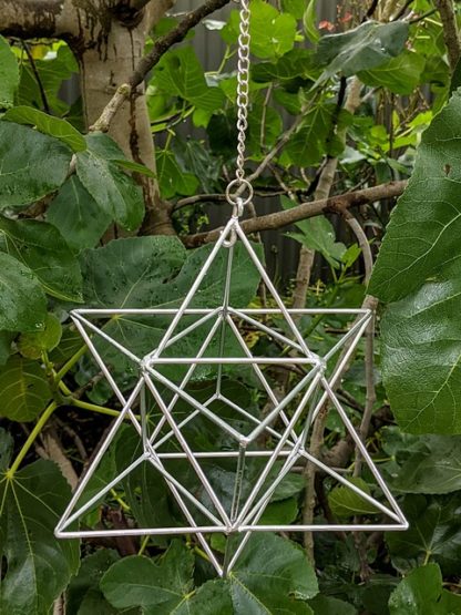 Large Hanging Merkaba Star, Silver, Optional Suncatcher