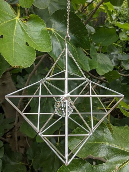 Large Hanging Merkaba Star, Silver, Optional Suncatcher