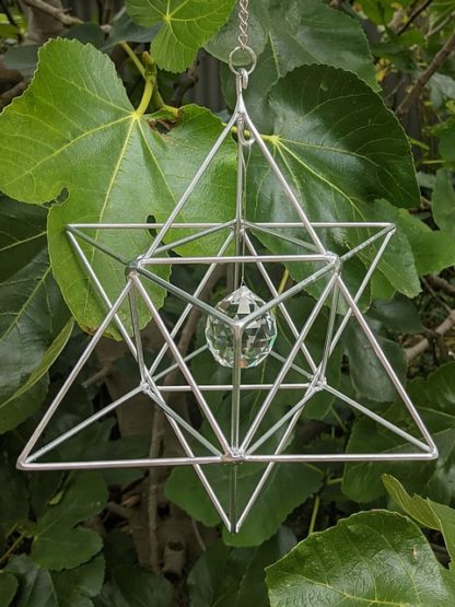 Large Hanging Merkaba Star, Silver, Optional Suncatcher