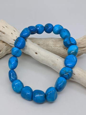 Stretch Bracelet, Blue Howlite (Dyed)