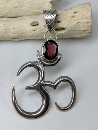 Garnet Om Symbol Pendant