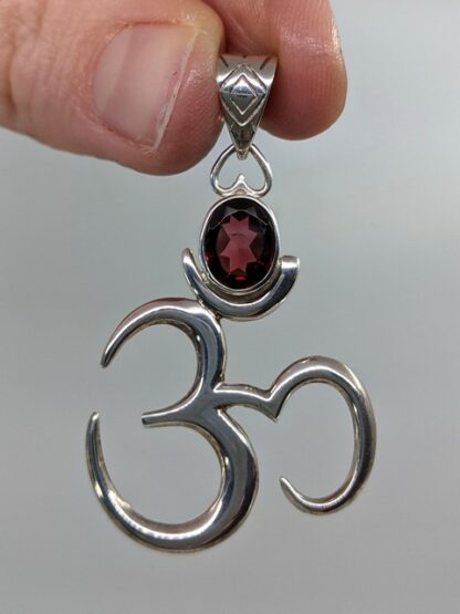 Garnet Om Symbol Pendant