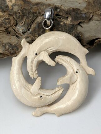 Mammoth Tusk Ivory (Extinct, no harm to any animals!) Whale Pendant, Hand Carved
