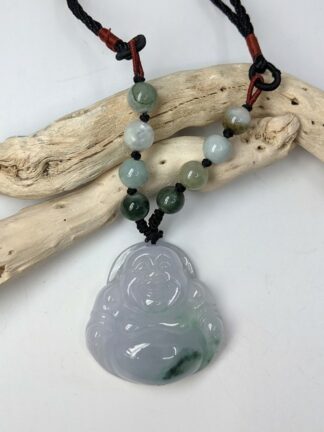 Lilac Jade Hand Carved Buddha Necklace