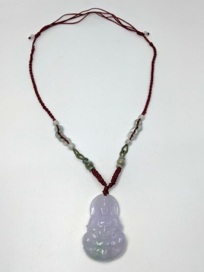 Lilac Jade Hand Carved Quan Yin Necklace