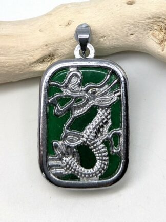 Jade (Burmese) Double Sided Dragon Pendant