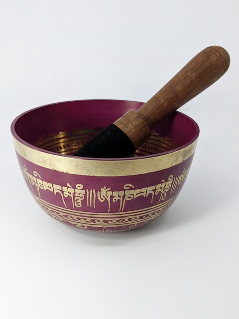 Tibetan Singing Bowl, Deep Red 14cm, Note F