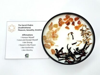 Chakra Candle: Sacral Chakra: Pleasure, Sexuality, Emotion. Jasmine & Magnolia, 100% Soy Wax Candle.