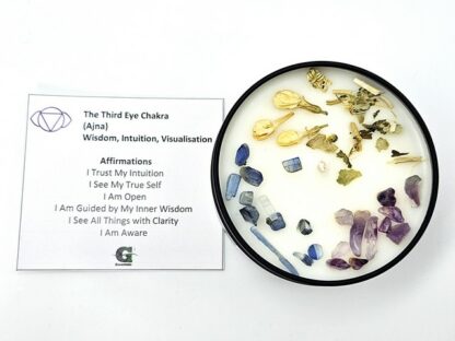 Chakra Candle: Third Eye Chakra: Wisdom, Intuition, Visualisation. Frankincense & Myrrh, 100% Soy Wax Candle.