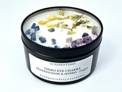 Chakra Candle: Third Eye Chakra: Wisdom, Intuition, Visualisation. Frankincense & Myrrh, 100% Soy Wax Candle.