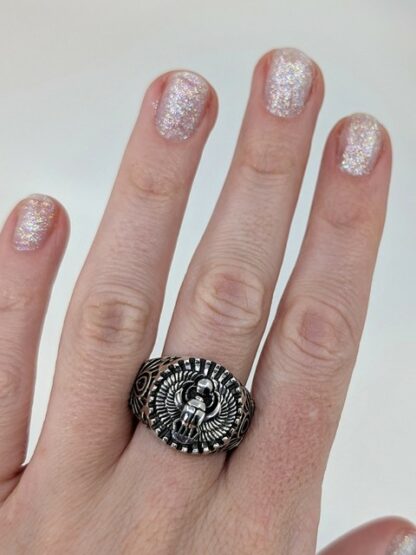 Egyptian Scarab & Ankh Ring