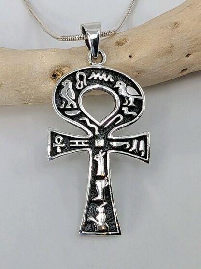 Egyptian Ankh with Hieroglyphics Pendant