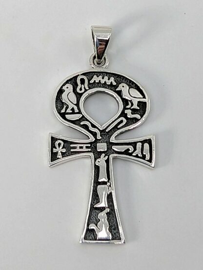 Egyptian Ankh with Hieroglyphics Pendant
