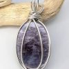 lepi-p-100 Lepidolite AAA Grade Wire Wrapped Pendant