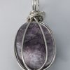 lepi-p-100 Lepidolite AAA Grade Wire Wrapped Pendant
