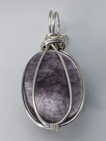 lepi-p-100 Lepidolite AAA Grade Wire Wrapped Pendant