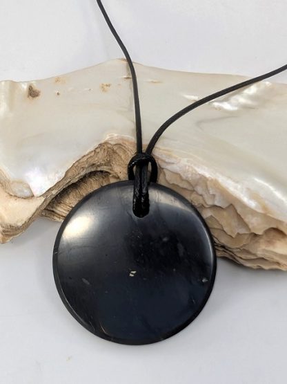 Shungite Flower of Life Disc, Necklace shung-n-105