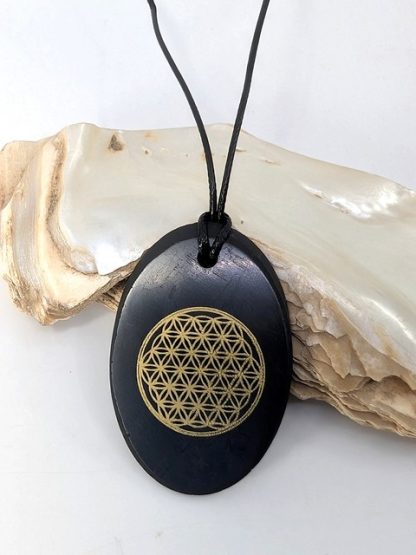 Shungite Flower of Life Oval, Necklace shung-n-104