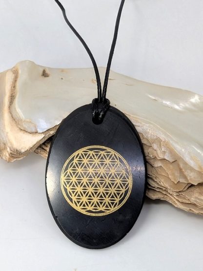 Shungite Flower of Life Oval, Necklace shung-n-104