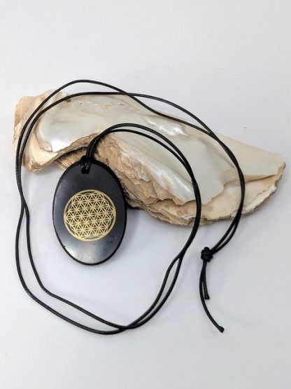 Shungite Flower of Life Oval, Necklace shung-n-104