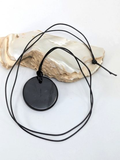 Shungite Small Disc, Necklace shung-n-103