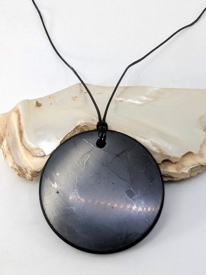 Shungite Disc, Large Necklace shung-n-100