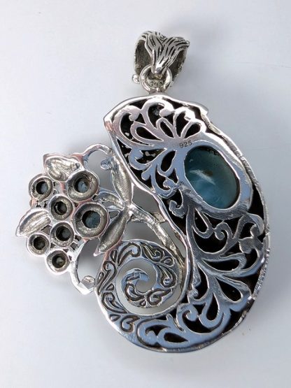 lari-p-110 Larimar & Blue Topaz Chameleon Pendant