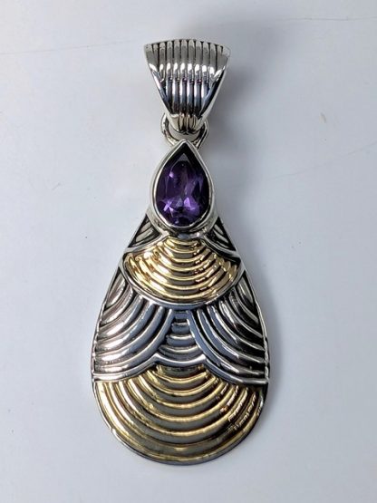 ameth-p-137 Amethyst Pendant with Gold Plated Detail