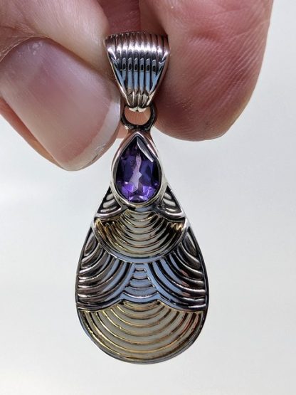 ameth-p-137 Amethyst Pendant with Gold Plated Detail