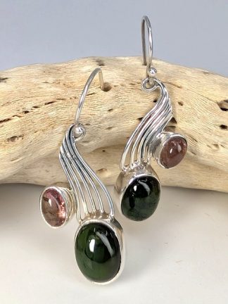 Pink & Green Tourmaline Earrings, Drops tour-e-001