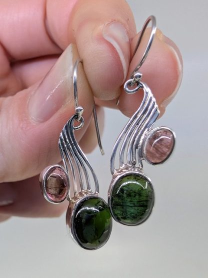 Pink & Green Tourmaline Earrings, Drops tour-e-001