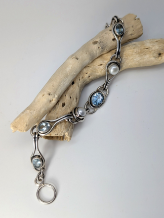 Blue Topaz & Freshwater Pearl Bracelet