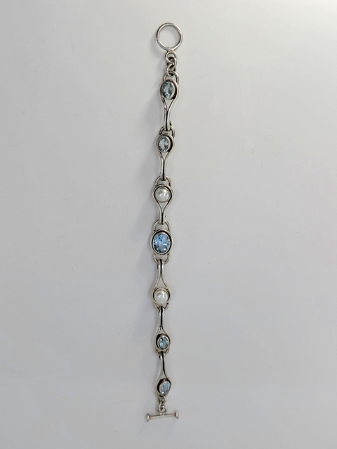 Blue Topaz & Freshwater Pearl Bracelet