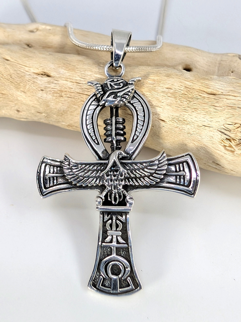 Egyptian Ankh with Horus & Eye of Horus Pendant